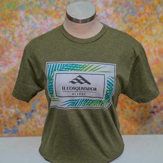 El Conquistador Tropical Palm Box Graphic Tee