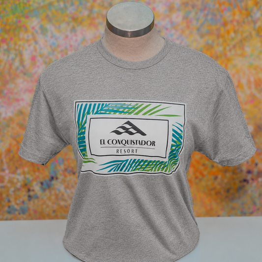 El Conquistador Tropical Palm Box Graphic Tee
