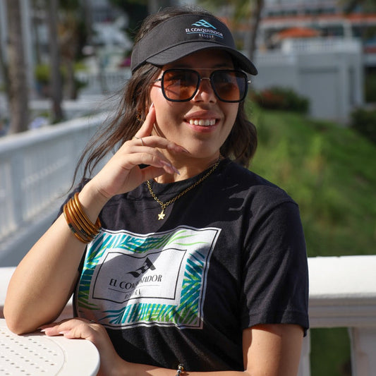 El Conquistador Tropical Palm Box Graphic Tee